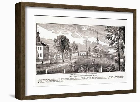 Central Part of Concord, from "Historical Collections of Massachusetts"-John Warner Barber-Framed Giclee Print