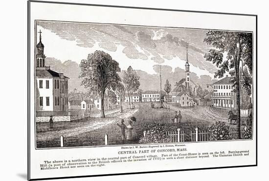 Central Part of Concord, from "Historical Collections of Massachusetts"-John Warner Barber-Mounted Giclee Print