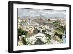 Central Plaza of Mexico City in the Mid-1800s-null-Framed Giclee Print