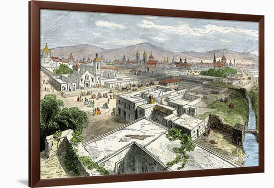 Central Plaza of Mexico City in the Mid-1800s-null-Framed Giclee Print