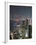 Central Skyline and Victoria Harbour at Night, Hong Ko Island, Hong Kong, China, Asia-Amanda Hall-Framed Photographic Print