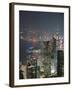 Central Skyline and Victoria Harbour at Night, Hong Ko Island, Hong Kong, China, Asia-Amanda Hall-Framed Photographic Print