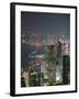 Central Skyline and Victoria Harbour at Night, Hong Ko Island, Hong Kong, China, Asia-Amanda Hall-Framed Photographic Print