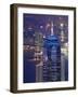 Central Skyscrapers at Night, Hong Kong, China-Charles Bowman-Framed Photographic Print