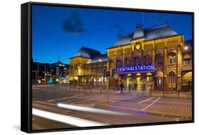 Central Station at Dusk, Drottningtorget, Gothenburg, Sweden, Scandinavia, Europe-Frank Fell-Framed Stretched Canvas