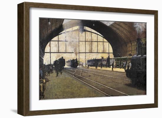 Central Station, Milan-Angelo Morbelli-Framed Giclee Print