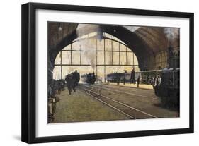 Central Station, Milan-Angelo Morbelli-Framed Giclee Print