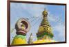 Central Stupa and Buddha eyes, Swayambunath (Monkey Temple), UNESCO World Heritage Site, Kathmandu,-G&M Therin-Weise-Framed Photographic Print