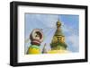 Central Stupa and Buddha eyes, Swayambunath (Monkey Temple), UNESCO World Heritage Site, Kathmandu,-G&M Therin-Weise-Framed Premium Photographic Print