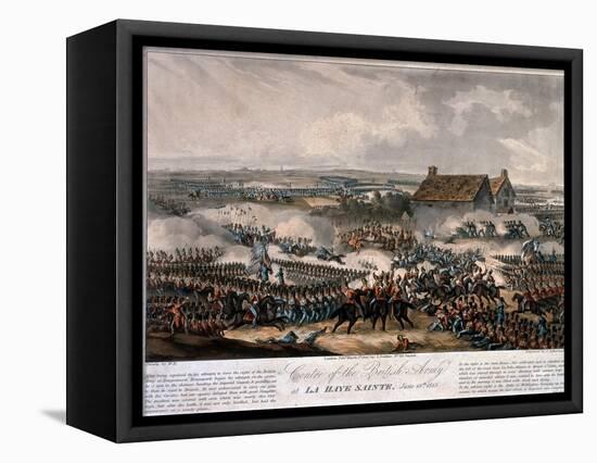 Centre of the British Army at La Haye Sainte During the Battle of Waterloo, Etched by Thomas…-William Heath-Framed Stretched Canvas