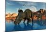 Centrosaurus Dinosaurs Grazing at a Watering Place-null-Mounted Art Print