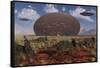 Centrosaurus Dinosaurs Walk Past a Ufo Stuck in the Ground-null-Framed Stretched Canvas