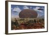 Centrosaurus Dinosaurs Walk Past a Ufo Stuck in the Ground-null-Framed Art Print