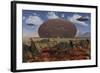 Centrosaurus Dinosaurs Walk Past a Ufo Stuck in the Ground-null-Framed Art Print