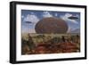 Centrosaurus Dinosaurs Walk Past a Ufo Stuck in the Ground-null-Framed Art Print