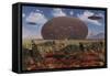 Centrosaurus Dinosaurs Walk Past a Ufo Stuck in the Ground-null-Framed Stretched Canvas