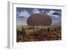 Centrosaurus Dinosaurs Walk Past a Ufo Stuck in the Ground-null-Framed Premium Giclee Print