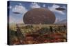 Centrosaurus Dinosaurs Walk Past a Ufo Stuck in the Ground-null-Stretched Canvas