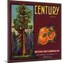 Century Brand - Los Angeles, California - Citrus Crate Label-Lantern Press-Mounted Premium Giclee Print