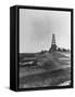 Century Oil Co. Sitting in Field Where Horses and People Mill About Tiny Lone House Sits in Fore.-null-Framed Stretched Canvas