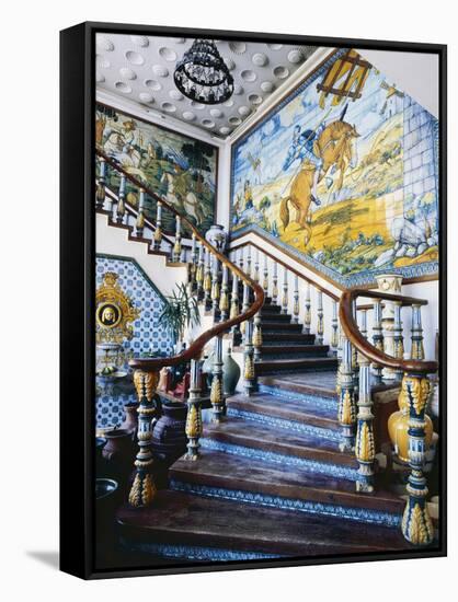 Ceramic and Azulejos Tile Staircase with Scenes from Don Quixote-null-Framed Stretched Canvas