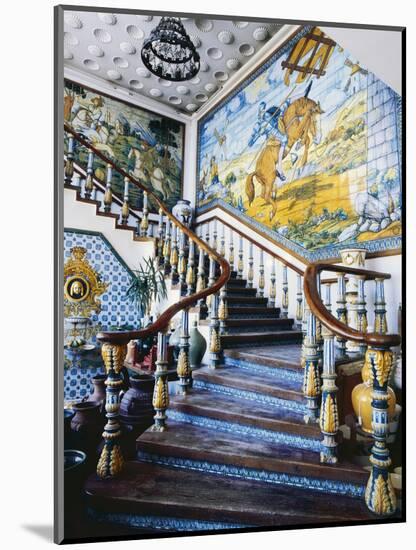 Ceramic and Azulejos Tile Staircase with Scenes from Don Quixote-null-Mounted Giclee Print