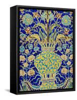 Ceramic Detail, Nadir Divanbegi Madressa, Bukhara, Uzbekistan, Central Asia-Upperhall Ltd-Framed Stretched Canvas