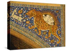 Ceramic Detail, Sher Dor Madressa, Registan Square, Samarkand, Uzbekistan, Central Asia-Upperhall Ltd-Stretched Canvas