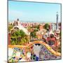 Ceramic Mosaic Park Guell in Barcelona, Spain. Park Guell is the Famous Architectural Town Art Desi-Vladitto-Mounted Photographic Print