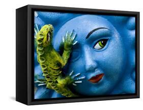 Ceramic Plaque Face and Lizard, San Miguel De Allende, Mexico-Nancy Rotenberg-Framed Stretched Canvas