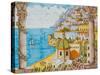 Ceramic Shop with Positano View Done in Tile, Positano, Amalfi, Campania, Italy-Walter Bibikow-Stretched Canvas