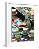 Ceramic Souvenirs, Positano, Amalfi Coast, Campania, Italy-Walter Bibikow-Framed Photographic Print