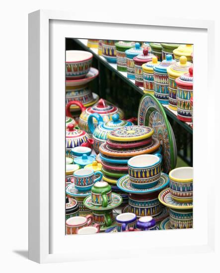 Ceramic Souvenirs, Positano, Amalfi Coast, Campania, Italy-Walter Bibikow-Framed Photographic Print