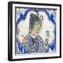 Ceramic Tile Depicting Young Woman Holding Vase, Persian Civilization, 17th Century-null-Framed Giclee Print