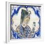 Ceramic Tile Depicting Young Woman Holding Vase, Persian Civilization, 17th Century-null-Framed Giclee Print