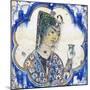 Ceramic Tile Depicting Young Woman Holding Vase, Persian Civilization, 17th Century-null-Mounted Giclee Print