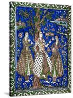 Ceramic Tile Panel with Female Musicians-null-Stretched Canvas
