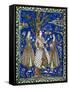 Ceramic Tile Panel with Female Musicians-null-Framed Stretched Canvas
