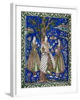 Ceramic Tile Panel with Female Musicians-null-Framed Giclee Print