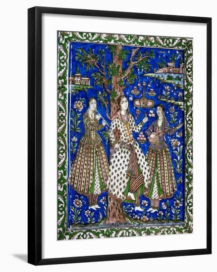 Ceramic Tile Panel with Female Musicians-null-Framed Giclee Print