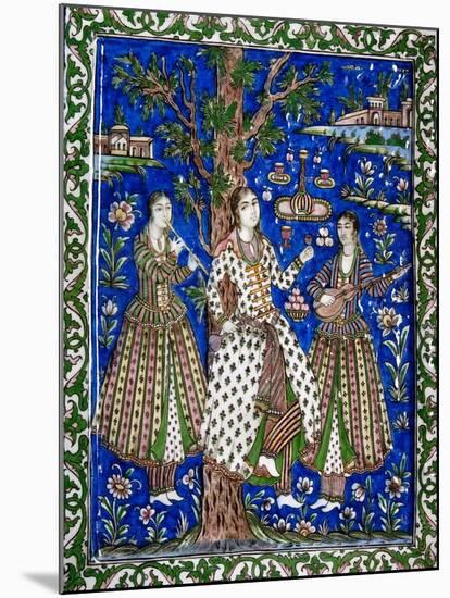 Ceramic Tile Panel with Female Musicians-null-Mounted Giclee Print