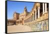 Ceramic tiles in the alcoves and arches of the Plaza de Espana, Maria Luisa Park, Seville, Spain-Neale Clark-Framed Stretched Canvas