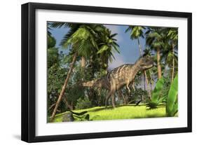 Ceratosaurus Hunting in Forest-null-Framed Art Print