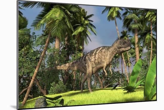 Ceratosaurus Hunting in Forest-null-Mounted Art Print