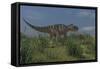 Ceratosaurus Hunting in Prehistoric Grasslands-null-Framed Stretched Canvas