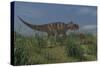 Ceratosaurus Hunting in Prehistoric Grasslands-null-Stretched Canvas