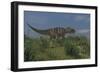 Ceratosaurus Hunting in Prehistoric Grasslands-null-Framed Art Print