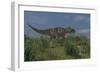 Ceratosaurus Hunting in Prehistoric Grasslands-null-Framed Art Print