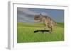 Ceratosaurus Hunting in Prehistoric Grasslands-null-Framed Premium Giclee Print