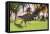 Ceratosaurus Running across a Field-null-Framed Stretched Canvas